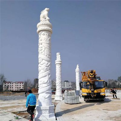 景点广场户外摆放汉白玉浮雕生肖动物华表石柱 华表雕塑石雕漫画消息