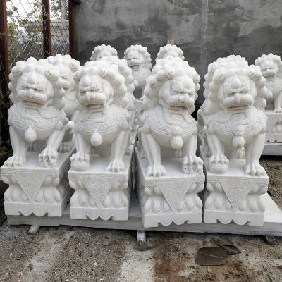 庭院酒店户外门口摆放招财镇宅汉白玉狮子雕塑 狮子雕塑图片礼物模型中石