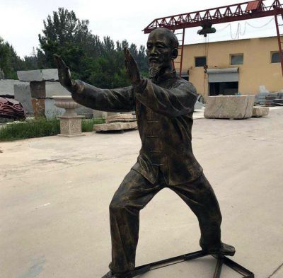玻璃钢仿铜打太极的人物雕塑 打太极雕塑太极拳图片老头正面