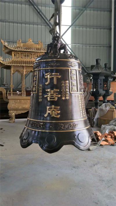 道观寺院摆放青铜倒挂钟摆件 铜钟雕塑生产厂制作历史款式