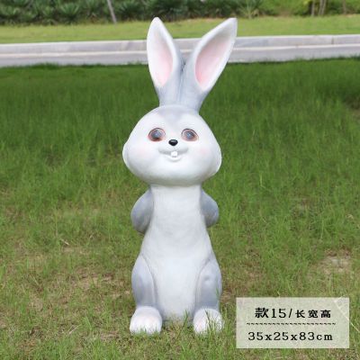 园林草坪玻璃钢卡通兔子雕塑 兔子雕塑陶瓷青金婚纱生日