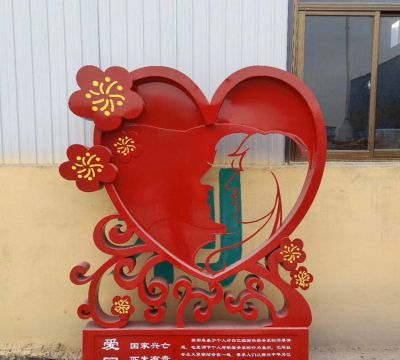 公园摆放不锈钢镂空心型景观雕塑 景观雕塑人物葫芦历史寺庙