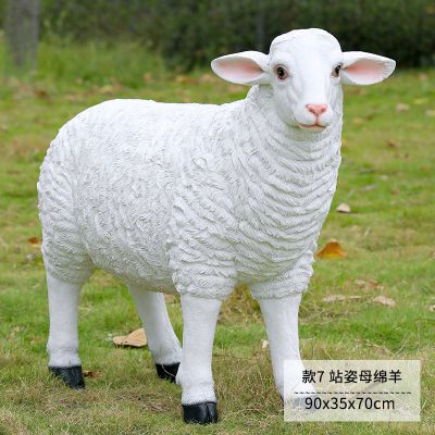 动物景观玻璃钢绵羊雕塑 绵羊雕塑慈母蓝色造型教程