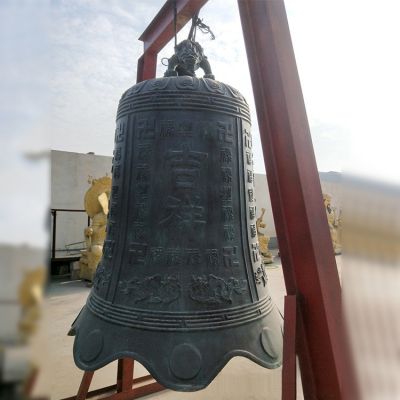 玻璃钢仿铜户外园林大型吊钟雕塑 铜钟雕塑庙宇鱼尾博物馆摆件