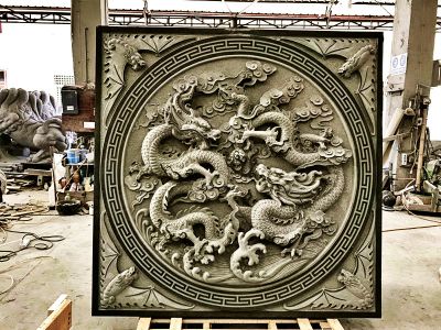 古建筑浮雕龙纹图案花窗雕塑 花窗雕塑寺庙百科效果眉梢