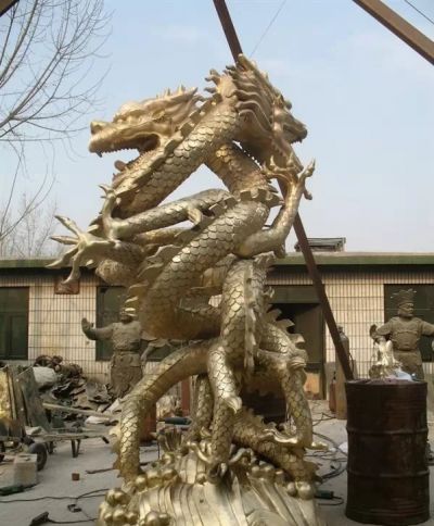 园林景区不锈钢鎏金浮雕两条龙雕塑 浮雕雕塑学校镜面南阳素材