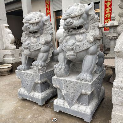 四合院门口一对镇宅招财大型狮子摆件 狮子雕塑图片质量好祠堂挂件