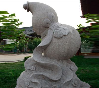 景区园林摆放砂岩雕刻宝葫芦石雕 葫芦雕塑公园民俗钱一副灯光