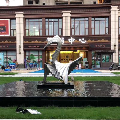 售楼部门口池塘水景摆件不锈钢金属创意景观摆件 水景雕塑不锈钢规格实惠制作厂
