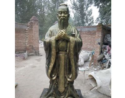 玻璃钢仿铜校园景观古代名人教育家孔子雕塑