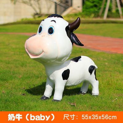 玻璃钢卡通奶牛公仔小品