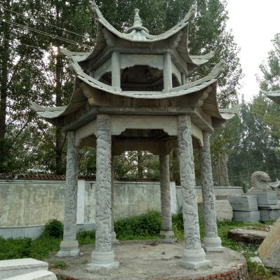 青石石雕双层景观古建筑凉亭雕塑 