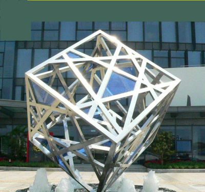 小区景观不锈钢金属创意镂空魔方雕塑 魔方雕塑图片大型灯光精神