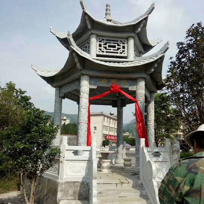 青石石雕景观中式古建筑凉亭雕塑 