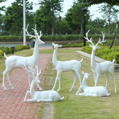 抽象动物景观梅花鹿雕塑 梅花鹿雕塑图片预兆沉香意思