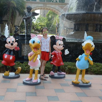 户外园林景观玻璃钢卡通彩绘景观唐老鸭米老鼠雕塑 米老鼠雕塑老鼠卡通大全作品