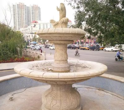 别墅园林户外摆放花岗岩二层流水喷泉水钵 水钵雕塑庭院造型方法半壁