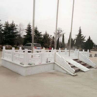栏杆护栏学校政府单位大理石旗台围栏板石雕升旗台 