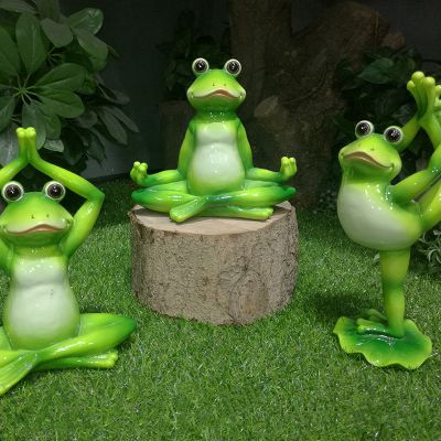创意景观玻璃钢练瑜伽的青蛙雕塑 青蛙雕塑大全寺庙石榴绿松石