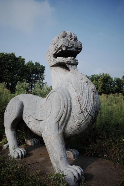 大型做旧动物景观青石石雕 