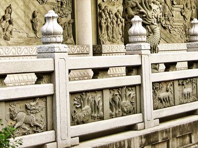 浮雕庭院户外青石石雕景观栏杆栏板雕塑 