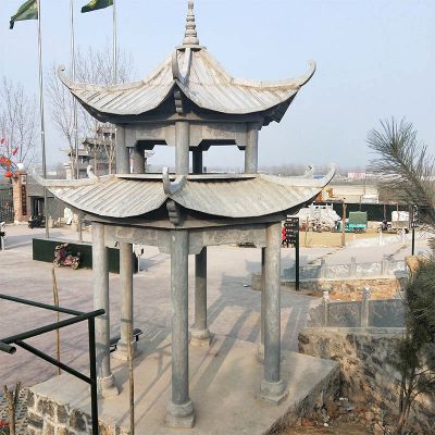 青石石雕户外双层景观中式古建筑凉亭雕塑 