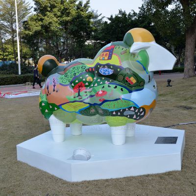 公园街道摆放的玻璃钢卡通绵羊雕塑 绵羊雕塑狮子动物类砂岩大师