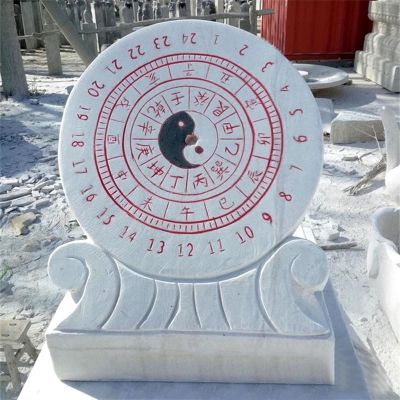 广场汉白玉雕刻仿古计时器日晷 日晷雕塑厂家新区万年双十