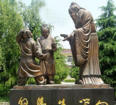 校园景观玻璃钢仿铜孔子教学的情景小品 孔子雕塑汉白玉恒星方式两个