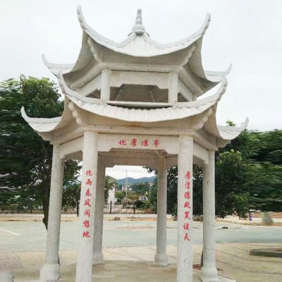 户外景区园林大型双层中式六角凉亭雕塑 凉亭雕塑石雕岩石园林简介