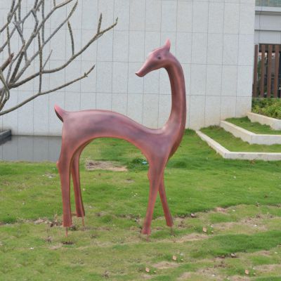 抽象动物景观玻璃钢仿铜户外小鹿雕塑 小鹿雕塑电话新城艺术家代表