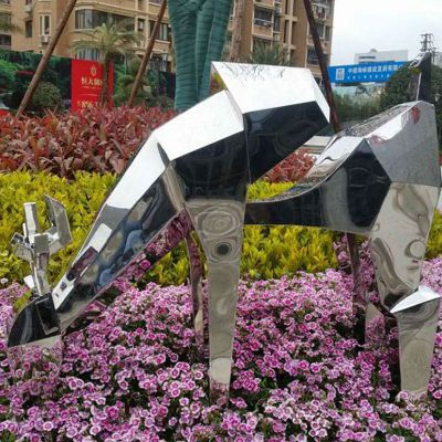 花园景观不锈钢几何抽象动物梅花鹿雕塑 