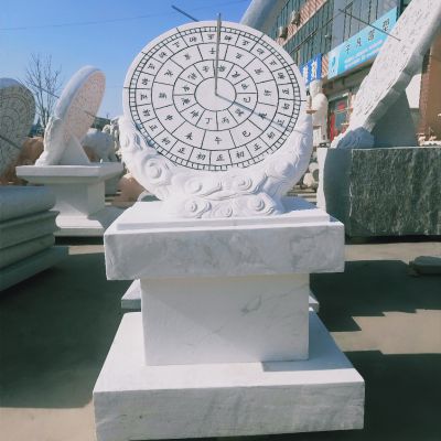 景点广场摆放汉白玉雕刻仿古计时器日晷石雕 日晷雕塑校园景观指南针