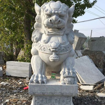 饭店酒店大型招财青石狮子 狮子雕塑石狮子传说电话制作