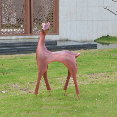 小区户外园林摆放抽象玻璃钢鹿小品雕塑 