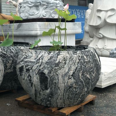 花岗岩石雕户外园林景观种花养鱼花盆雕塑 花盆雕塑图片金属玻璃钢鱼缸 