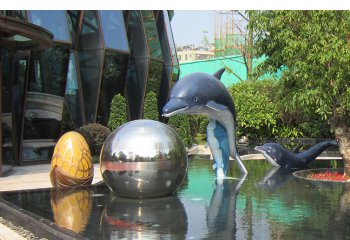 不锈钢海豚雕塑，精致唯美的艺术