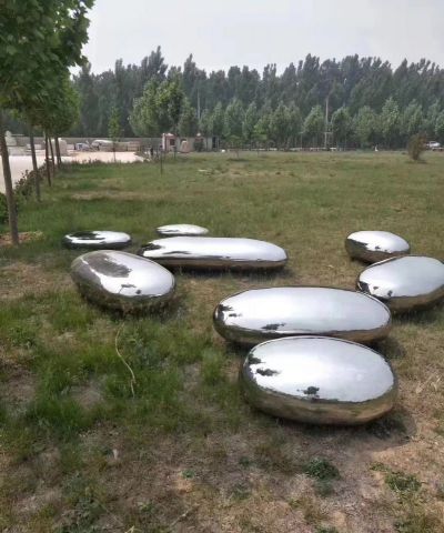 镜面不锈钢金属户外鹅卵石雕塑 鹅卵石雕塑产地造型巨型异形