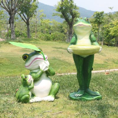 创意玻璃钢卡通青蛙摆件 青蛙雕塑石雕镜子铜鼓宫殿
