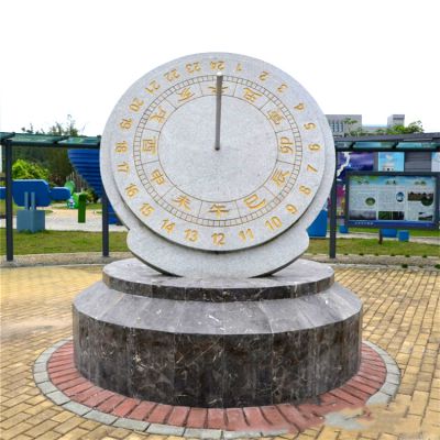园林户外青石石雕古代计时器日晷雕塑 日晷雕塑摆件陇川小型铁艺