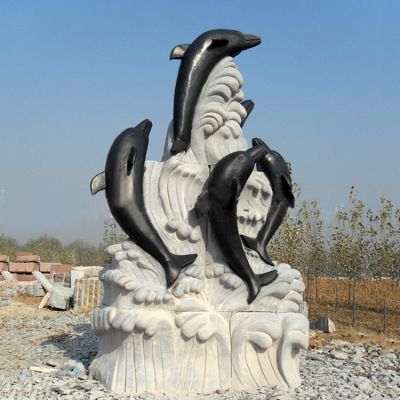 园林户外石雕海洋动物景观海豚雕塑 海豚雕塑图片区号展成乐园
