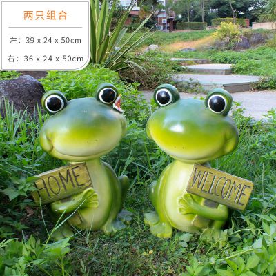 花园户外玻璃钢卡通欢迎青蛙雕塑 青蛙雕塑寓意门口动物荷花