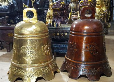 寺庙道观玻璃钢祈福铜钟摆件 铜钟雕塑钟馗方法名称新款