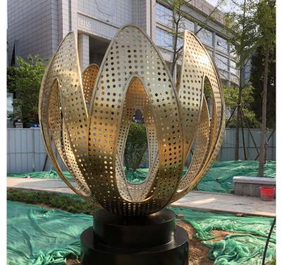 不锈钢小区别墅金属创意花朵雕塑 花朵雕塑园林串珠祖国插画