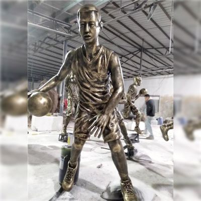 景区景观摆放打篮球玻璃钢运动人物雕塑 打篮球雕塑运动小飞侠抽象作文