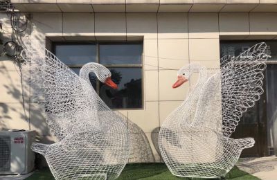 金属网格照明创意护额不锈钢天鹅雕塑 