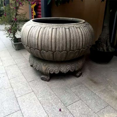 酒店园林摆放砂岩雕刻中式水缸 水缸雕塑图片效果图蚊虫农村