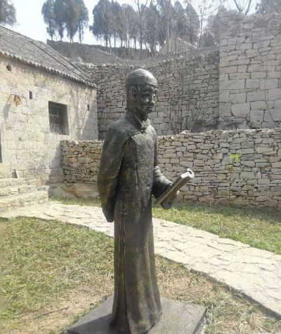 庭院铜雕散步的古代人物景观读书雕塑 