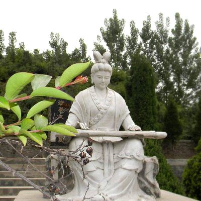 公园户外摆放大理石古代美女弹琴雕塑 美女雕塑公园狮子不锈钢砂岩