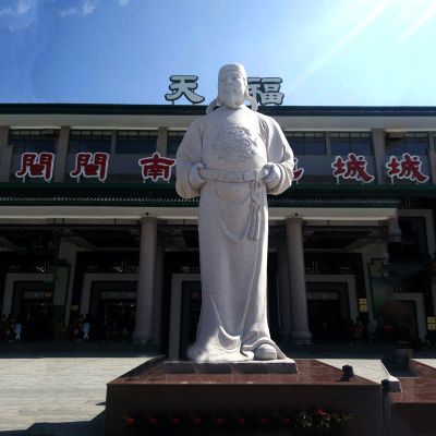 学院公园摆放汉白玉历史人物李世民石雕塑 李世民雕塑生平盛世功臣昭陵
